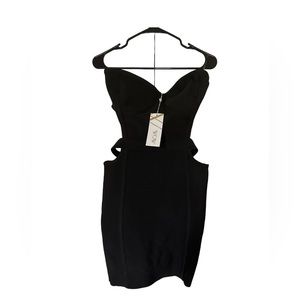 NWT WOW Couture women’s Black strapless bandage dress Size Large Color Black